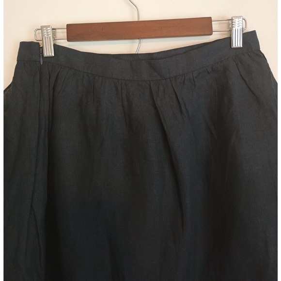 J Crew Skirt Womens 10P Black Linen Faux Half Wrap Ruffle Coastal Whimsy Goth - Picture 5 of 7